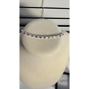 APSVO Sterling Silver Adjustable Bracelet with Purple and Clear Stones